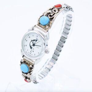 Sleeping Beauty and Coral Sterling Watchband